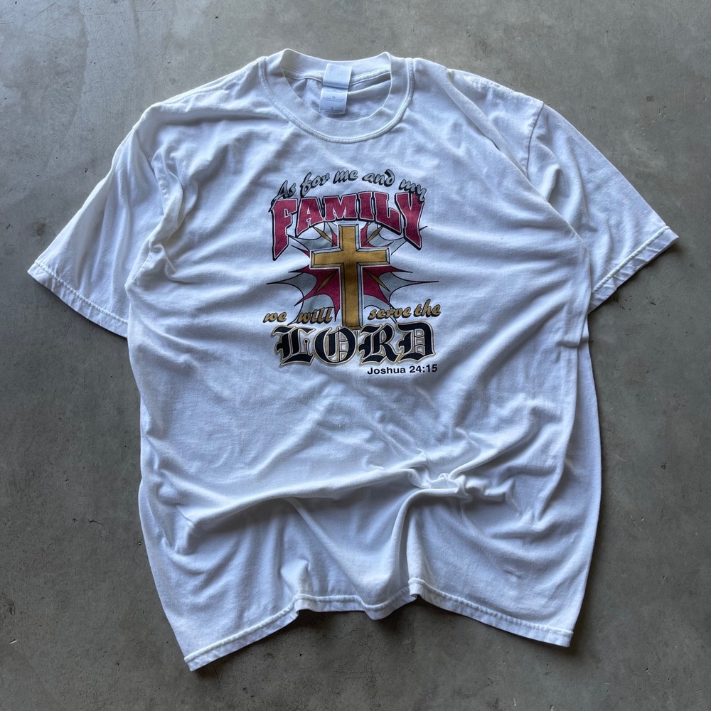 Gildan Ultra Blend Joshua 24:15 Religious Graphic T-Shirt White XL Mens